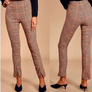 Free People Checkered Ankle Pants - Red and Black